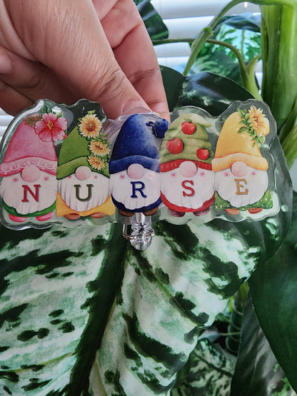 Glitter Nurse Gnome Badge